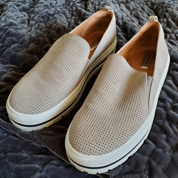 Halogen Shoes - Gray Suede Slip-On Platform Sneakers
